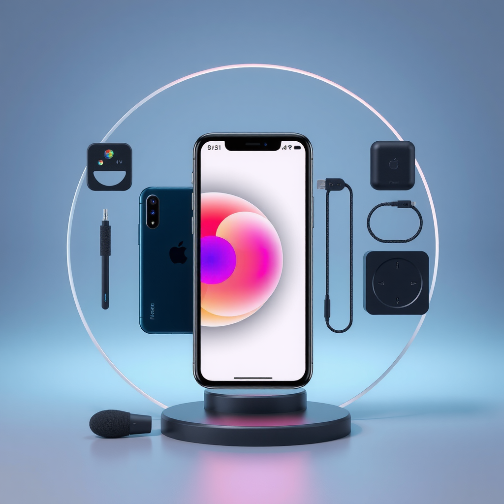 Modern smartphone icon representing mobile device offerings including latest models and accessories