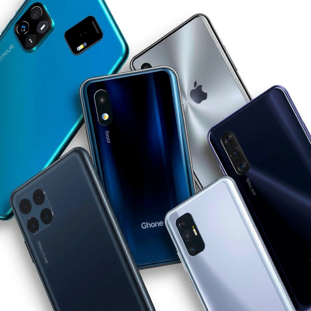 Collection of premium smartphones featuring latest models with advanced cameras, high-resolution displays, and powerful processors